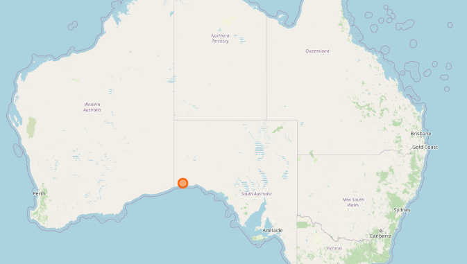 Die Lage der Koonalda Höhle auf einer Karte.