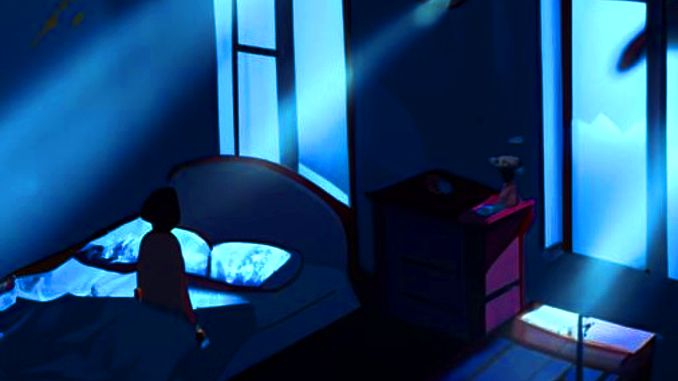 Schlafzimmer im Schatten.