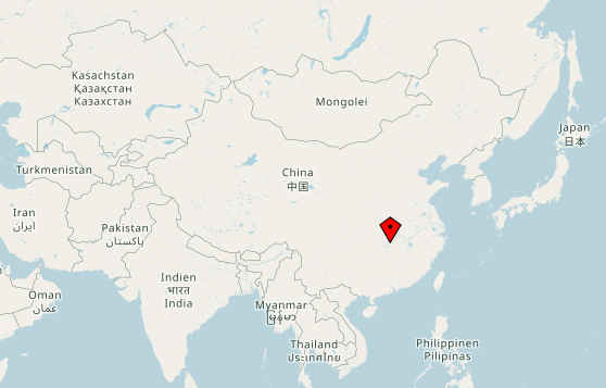 Lage der chinesischen Yueyang auf einer Karte.