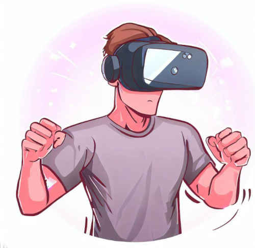 Ein Mann mit einem VR Headset.