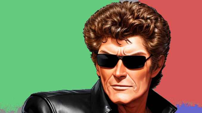 Eine Comic Darstellung von David Hasselhoff.