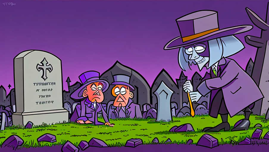 Ein Totengräber auf einem Friedhof.