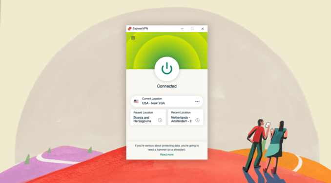 ExpressVPN für Windows – Serverauswahl und Oberfläche.