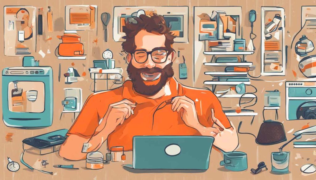 Ein Redakteur testet Produkte.