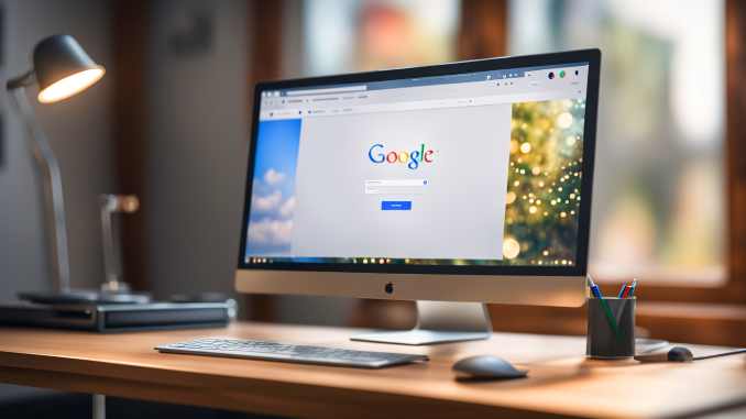 Ein Computer mit Google Suchmaschine.