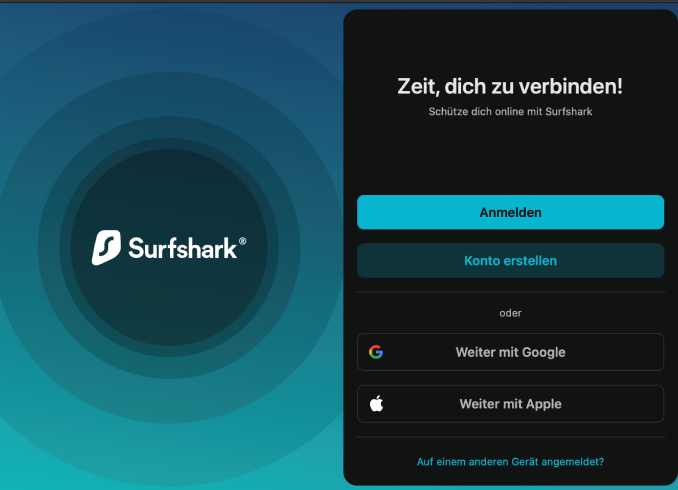 Surfshark Anmeldung