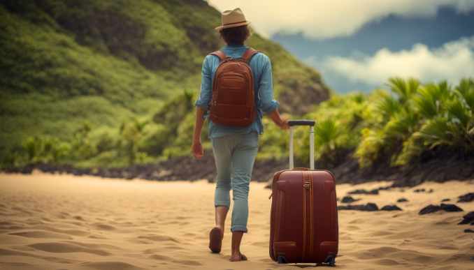 Reisender mit Koffer.