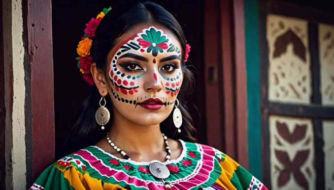 Frau mit mexikanischer traditioneller Tracht.