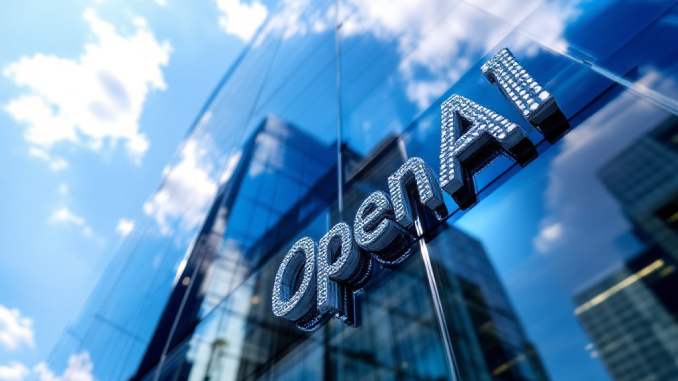 Openai Schrift auf einem Gebäude.