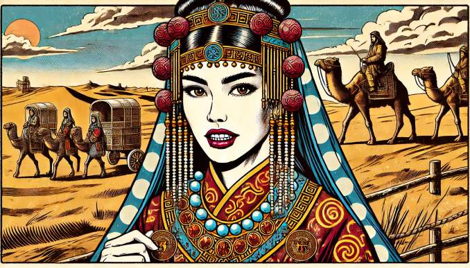 Asiatische Frau in der Seidenstrasse.